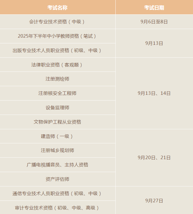 温馨提示！9月有这些考试，别错过→