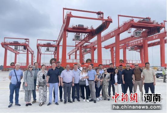 图为专家组参观郑州国际陆港航空港片区。中豫港务集团供图
