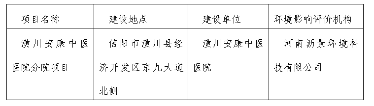 信陽市生態(tài)環(huán)境局潢川分局關(guān)于對(duì)2024年7月25日建設(shè)項(xiàng)目環(huán)境影響評(píng)價(jià)文件受理情況的公示