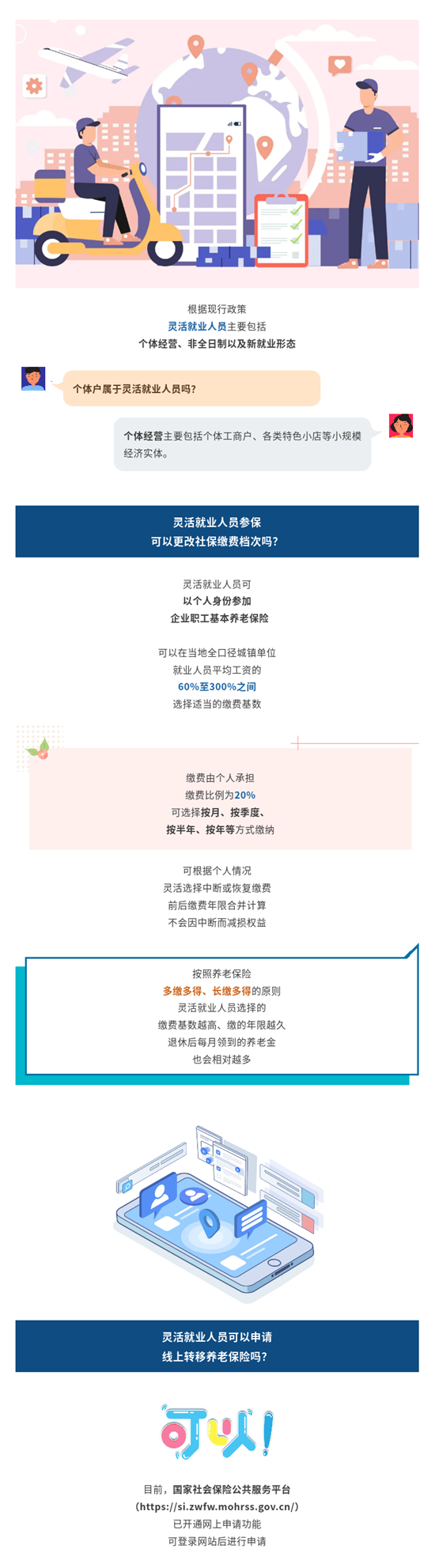 灵活就业人员可以线上转移养老保险吗？
