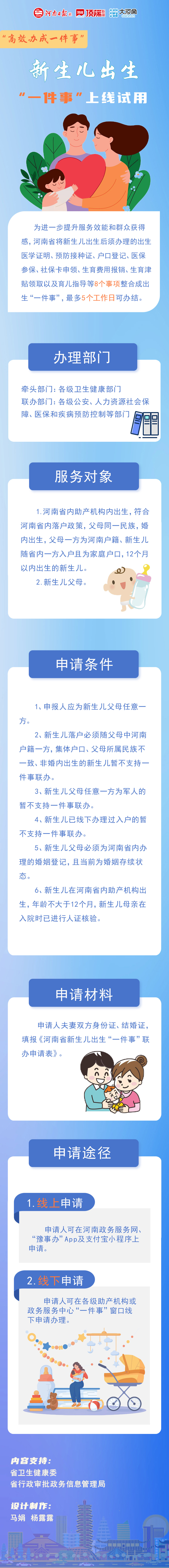 高效办成一件事丨河南省新生儿出生“一件事”上线试用（附图解）