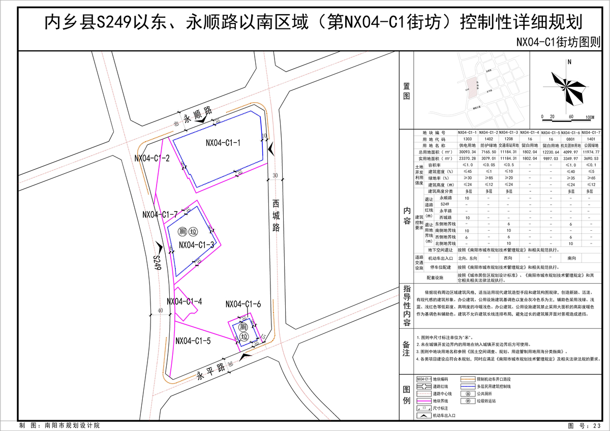 《内乡县S249以东、永顺路以南区域（第NX04-C1街坊）控制性详细规划》 公示方案