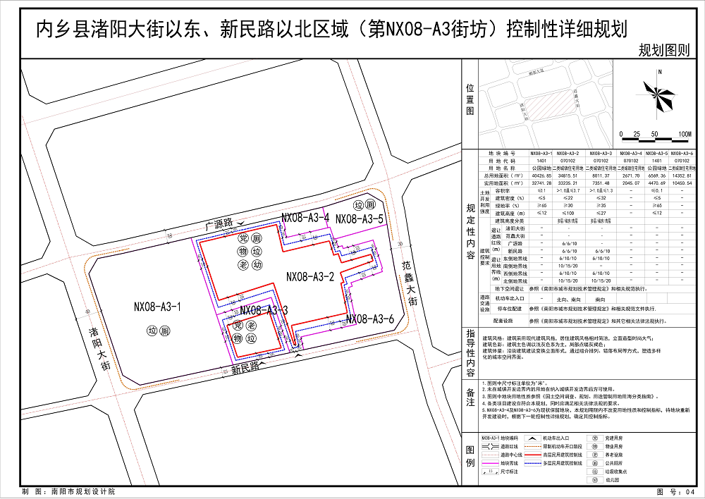 《内乡县渚阳大街以东、新民路以北区域（第NX08-A3街坊）控制性详细规划》公示方案