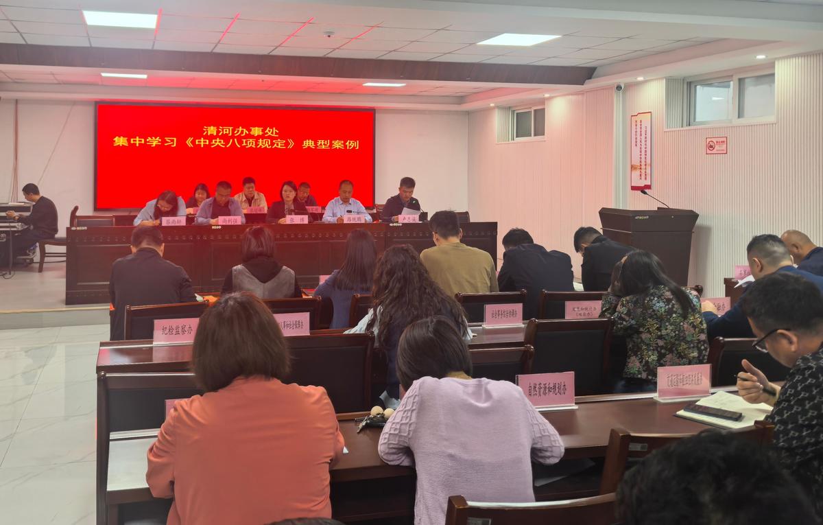 清河办事处开展集中学习中央八项规定  主题教育典型案例专题活动