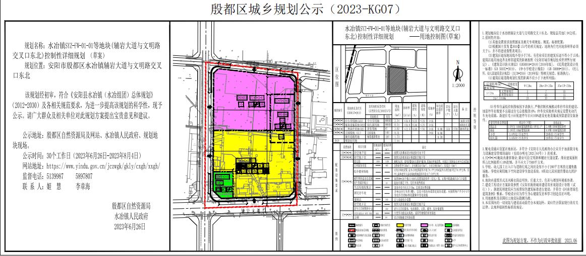 水冶镇SYZ-FW-01-01等地块（辅岩大道与文明路交叉口东北）控制性详细规划（草案）