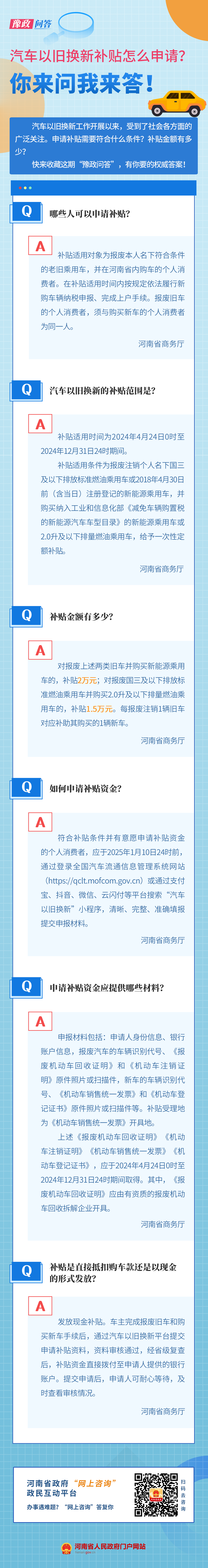 豫政問答丨補貼多少？如何領(lǐng)取？想換車的看過來→