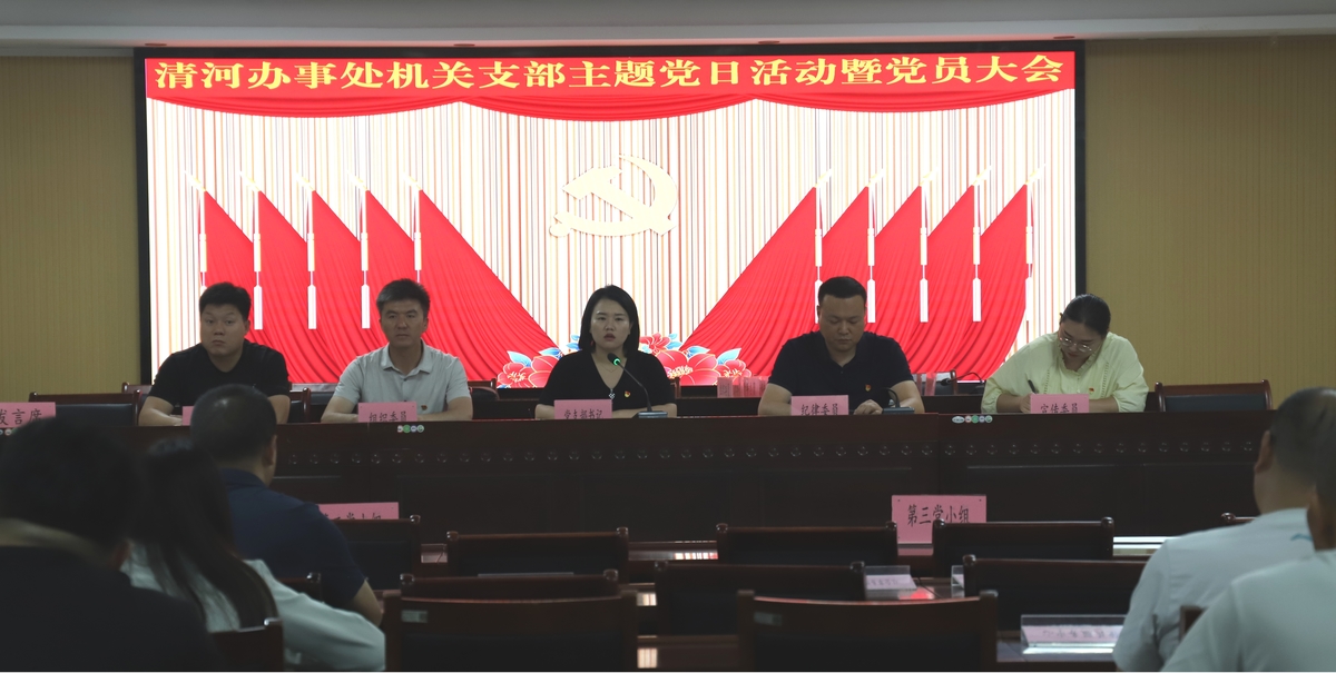 清河办事处机关党支部开展六月份主题党日活动暨党员大会