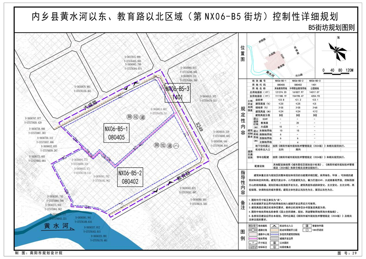 《内乡县黄水河以东、教育路以北区域（第NX06-B5街坊）控制性详细规划》公示方案